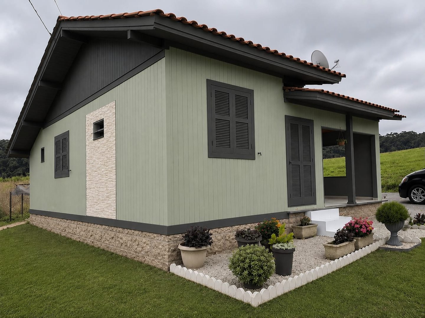 Fachada simulada em verde